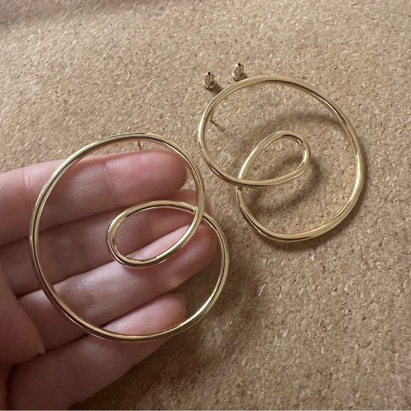 Gold Spiral Hoops Earrings - Anthropologie - Picture 3 of 5